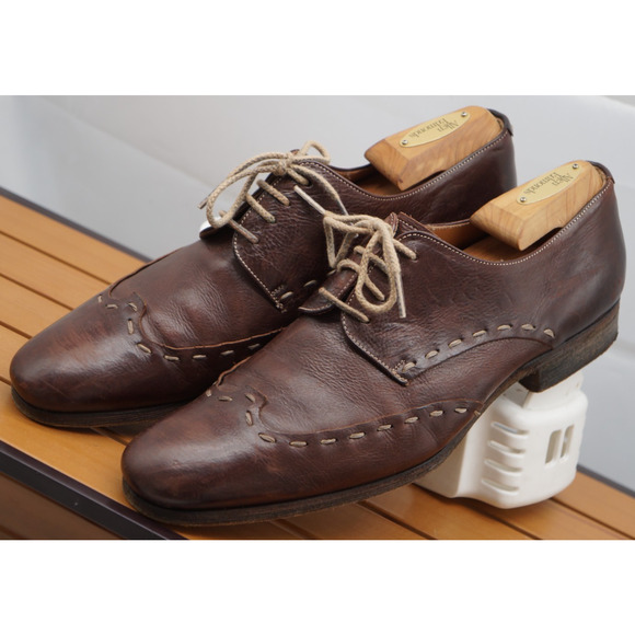 VINTAGE MEZLAN MEN\'S LEATHER LACE UP SHOES BROWN SIZE 8.5 M Made in Spain main image 5